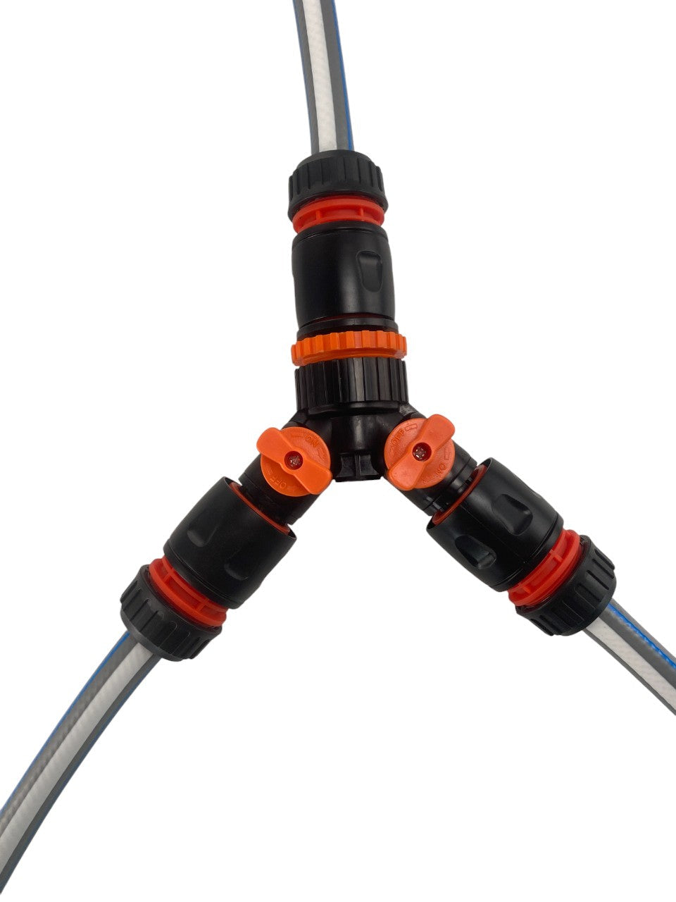 3 Way Connector Set with Valve Black/Orange