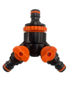 3 Way Connector Set with Valve Black/Orange