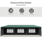 9 x 3 m Patio Gazebo Canopy Tent with Removable Walls, for Outdoor Party Wedding, Green
