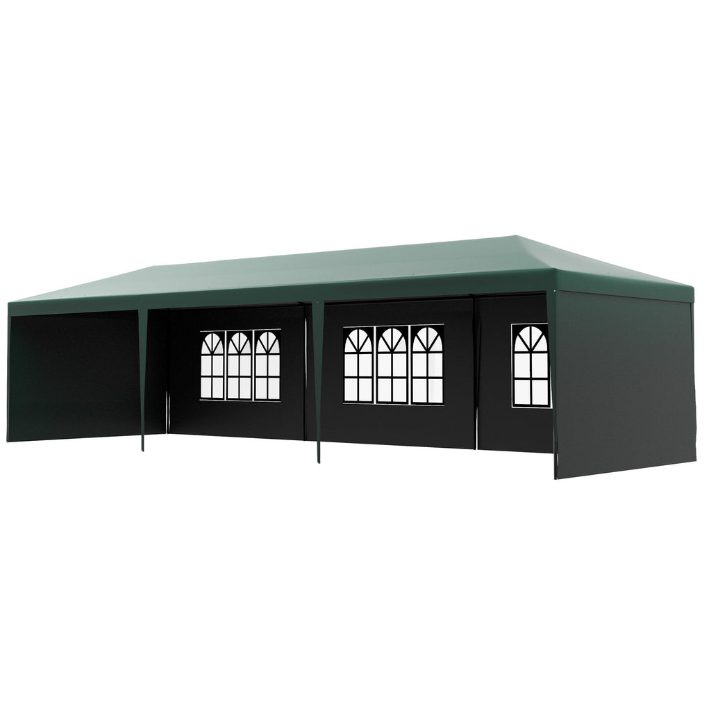 9 x 3 m Patio Gazebo Canopy Tent with Removable Walls, for Outdoor Party Wedding, Green