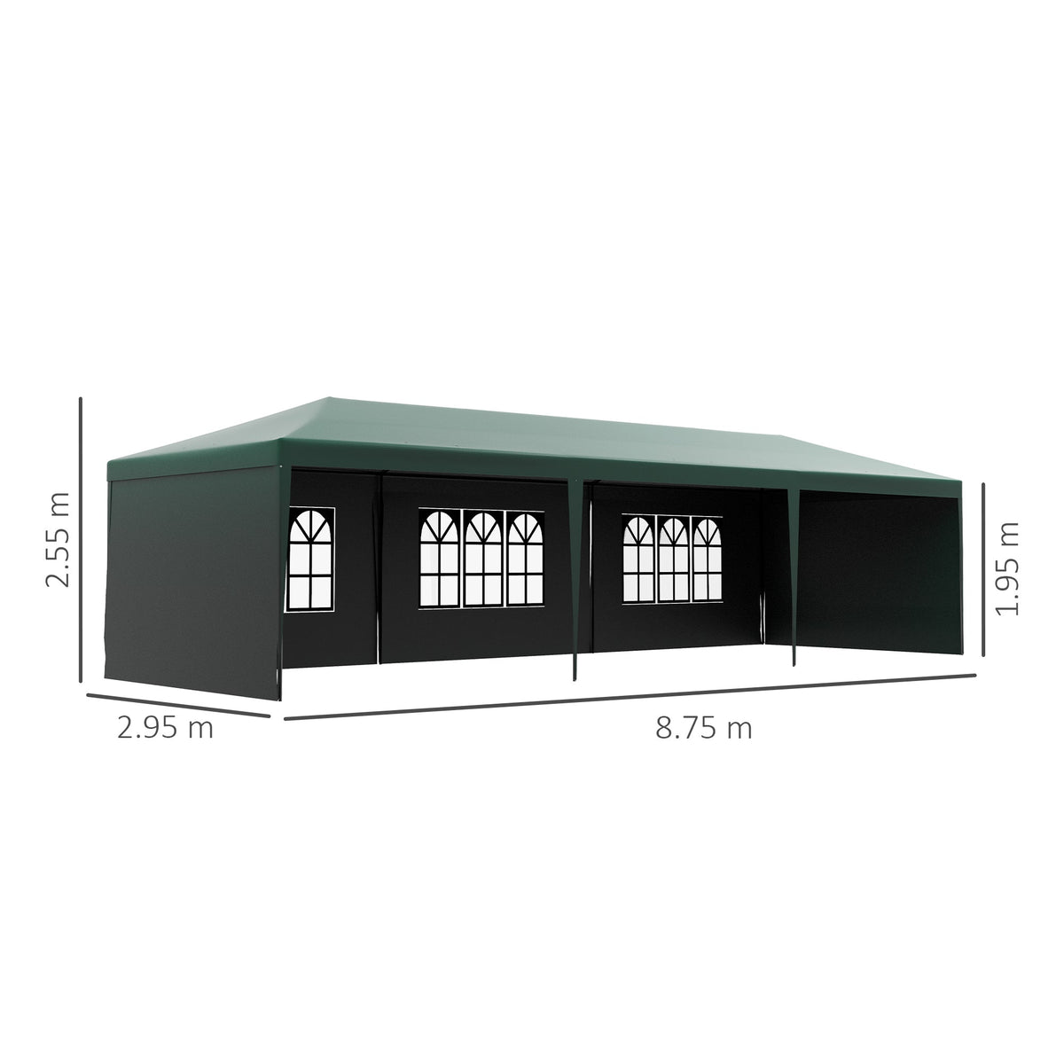 9 x 3 m Patio Gazebo Canopy Tent with Removable Walls, for Outdoor Party Wedding, Green