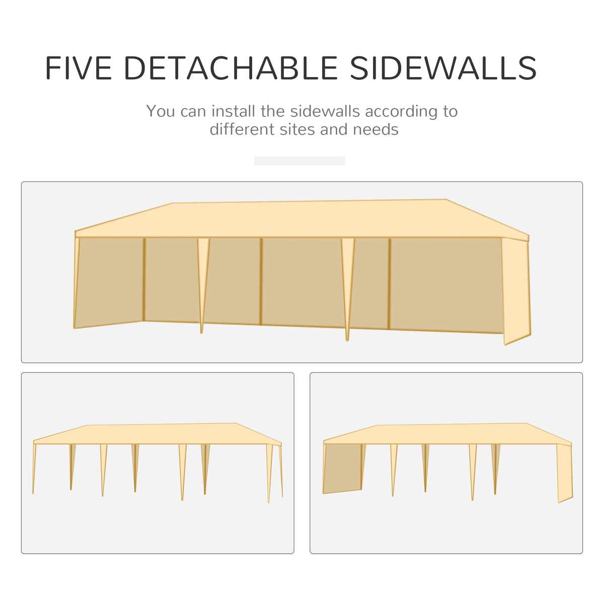 9 x 3 m Patio Gazebo Canopy Tent with Removable Walls, for Outdoor Party Wedding, Green