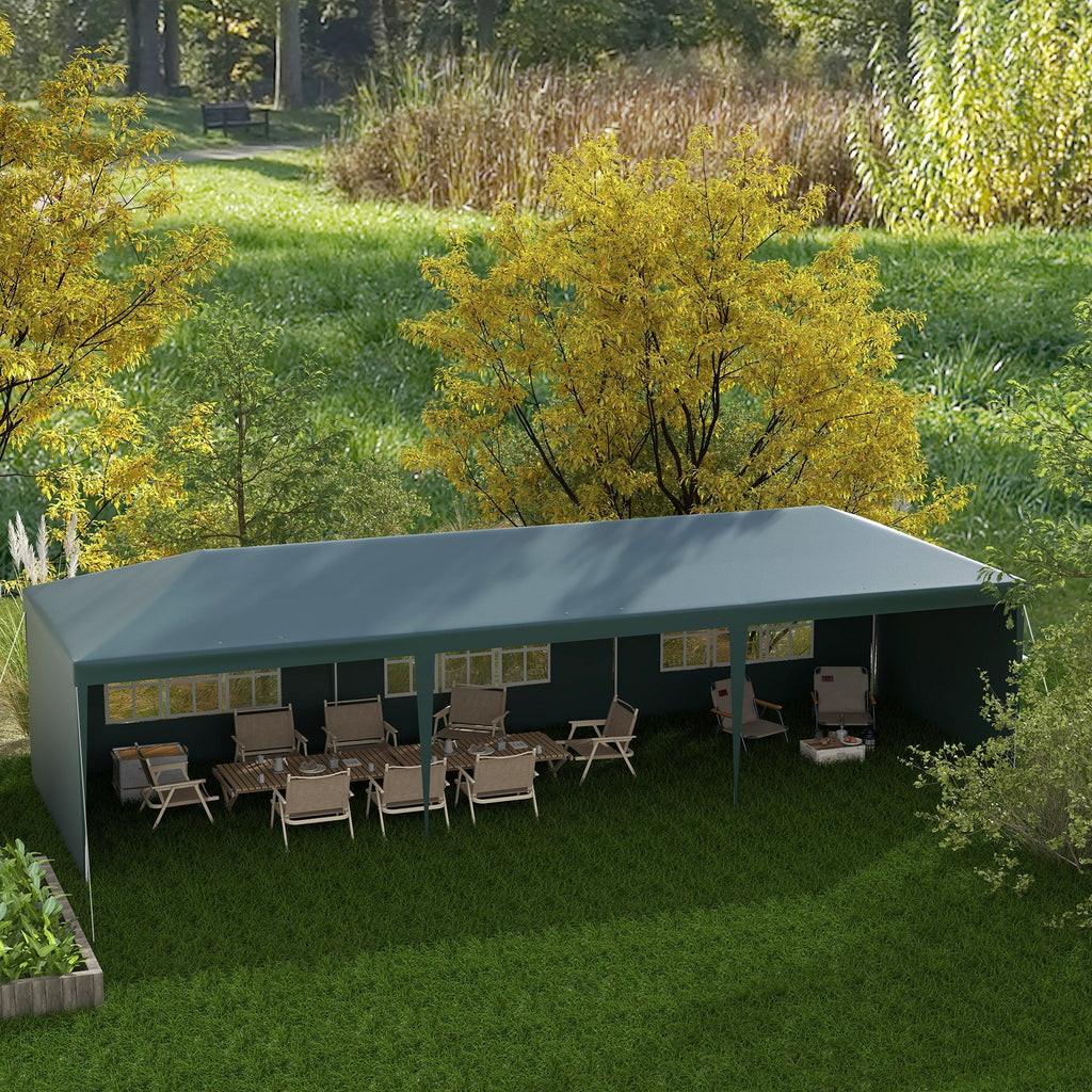 9 x 3 m Patio Gazebo Canopy Tent with Removable Walls, for Outdoor Party Wedding, Green