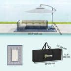 9' x 12' Patio Reversible Outdoor RV Rug with Carry Bag, Gourd Border, White & Blue