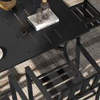 7 Pieces Patio Dining Set with Umbrella Hole, Galvanised Steel Frame, Space Saving, Black