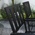7 Pieces Patio Dining Set with Umbrella Hole, Galvanised Steel Frame, Space Saving, Black
