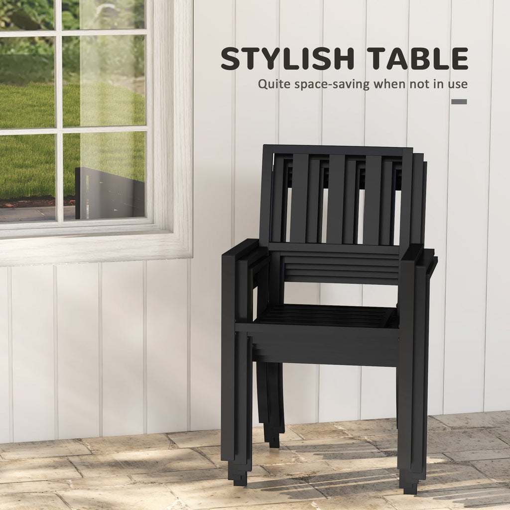 7 Pieces Patio Dining Set with Umbrella Hole, Galvanised Steel Frame, Space Saving, Black