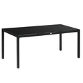 70.9" Rectangular Outdoor Dining Table with Tempered Glass Top, Black
