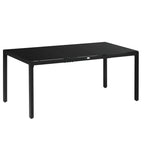 70.9" Rectangular Outdoor Dining Table with Tempered Glass Top, Black