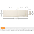 Garden Sun Lounger Cushion Replacement, Sunbed Reclining Chair Pad w/ Pillow, Cream White