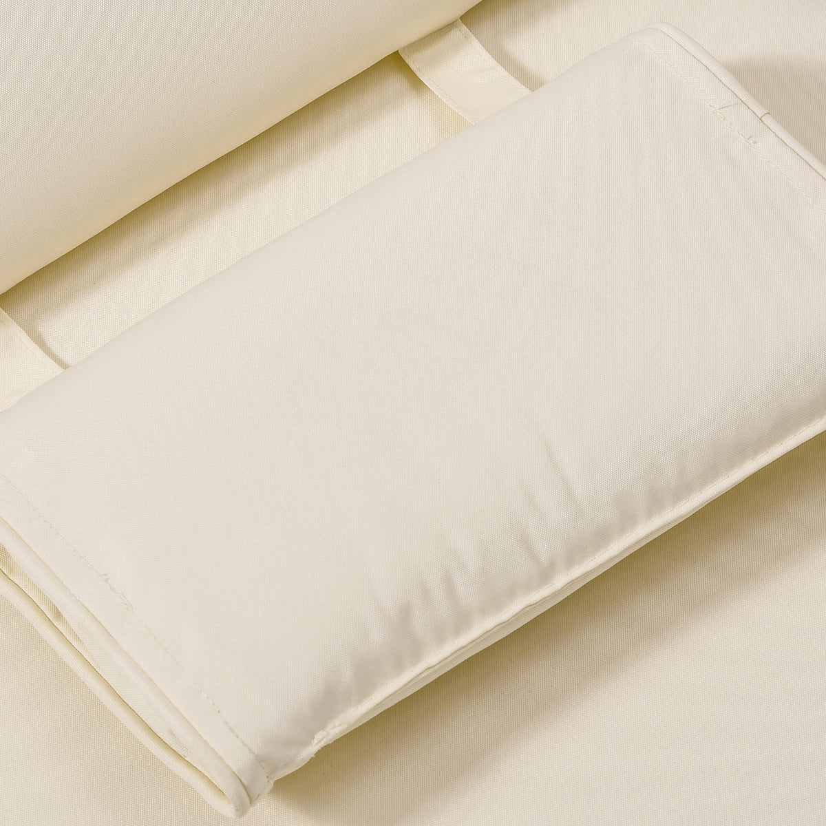 Garden Sun Lounger Cushion Replacement, Sunbed Reclining Chair Pad w/ Pillow, Cream White