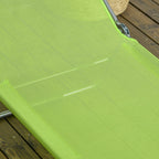 2-Piece Folding Chaise Lounge Chairs with Reclining Back, Breathable Mesh Seat & Headrest, Green