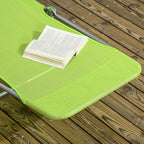 2-Piece Folding Chaise Lounge Chairs with Reclining Back, Breathable Mesh Seat & Headrest, Green