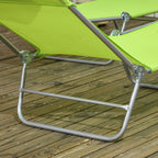 2-Piece Folding Chaise Lounge Chairs with Reclining Back, Breathable Mesh Seat & Headrest, Green