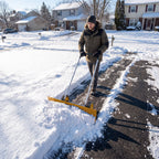 37" Extra-Wide Aluminum Snow Pusher with Wheels and Ergonomic Handle, Yellow