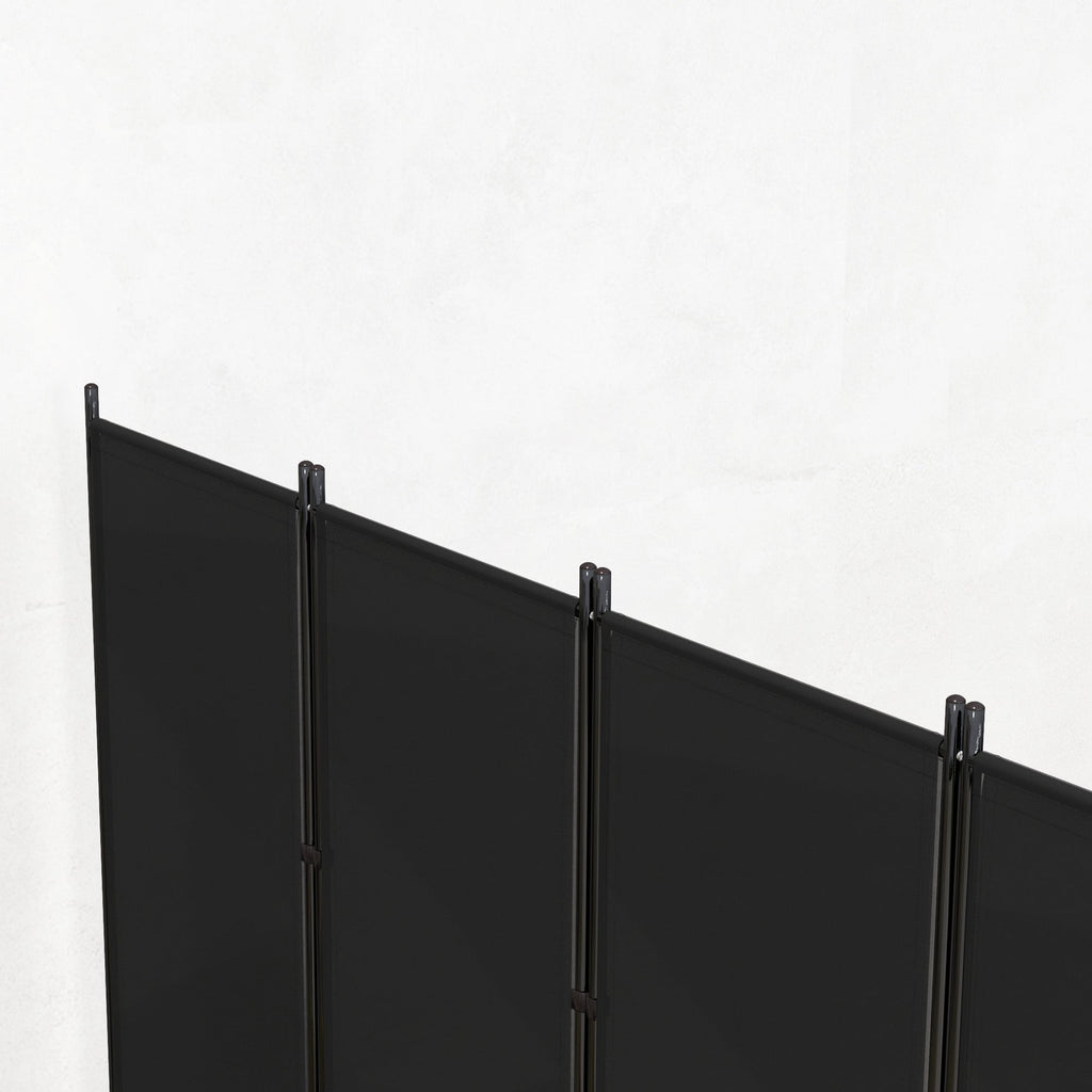 6 Panel Folding Privacy Screen, 5.7FT Tall Room Divider with UV30+ Protection, Black