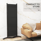 6 Panel Folding Privacy Screen, 5.7FT Tall Room Divider with UV30+ Protection, Black
