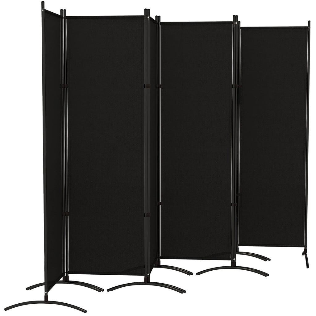 6 Panel Folding Privacy Screen, 5.7FT Tall Room Divider with UV30+ Protection, Black