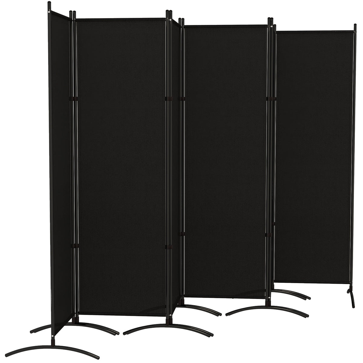 6 Panel Folding Privacy Screen, 5.7FT Tall Room Divider with UV30+ Protection, Black