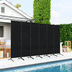 6 Panel Folding Privacy Screen, 5.7FT Tall Room Divider with UV30+ Protection, Black