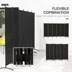 6 Panel Folding Privacy Screen, 5.7FT Tall Room Divider with UV30+ Protection, Black