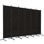 6 Panel Folding Privacy Screen, 5.7FT Tall Room Divider with UV30+ Protection, Black