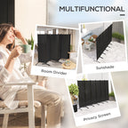 6 Panel Folding Privacy Screen, 5.7FT Tall Room Divider with UV30+ Protection, Black