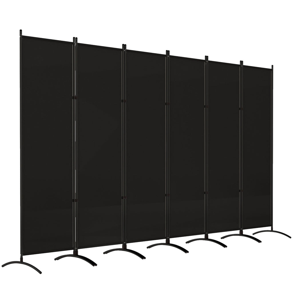 6 Panel Folding Privacy Screen, 5.7FT Tall Room Divider with UV30+ Protection, Black