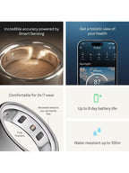 Oura Ring 4 Health & Fitness Tracker Android and IOS Smart Ring - Silver - 6