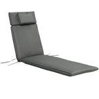 Garden Sun Lounger Cushion Replacement, Sunbed Reclining Chair Pad w/ Pillow, Grey