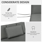 Garden Sun Lounger Cushion Replacement, Sunbed Reclining Chair Pad w/ Pillow, Grey