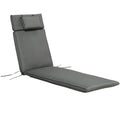 Garden Sun Lounger Cushion Replacement, Sunbed Reclining Chair Pad w/ Pillow, Grey