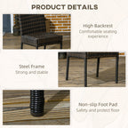 PE Rattan Outdoor Dining Chairs with Cushion, Patio Wicker Dining Chair with Backrest, Brown