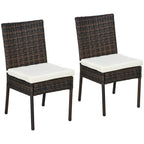 PE Rattan Outdoor Dining Chairs with Cushion, Patio Wicker Dining Chair with Backrest, Brown