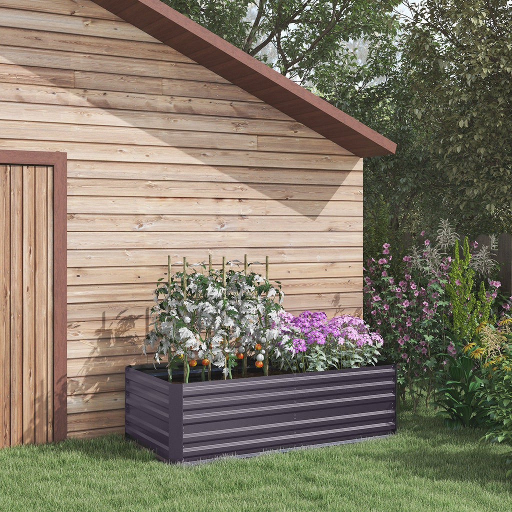 Galvanized Raised Garden Bed Kit with Reinforcing Bars, Large and Tall Metal Planter Box for Vegetables, Flowers and Herbs, 6' x 3' x 2', Dark Gray