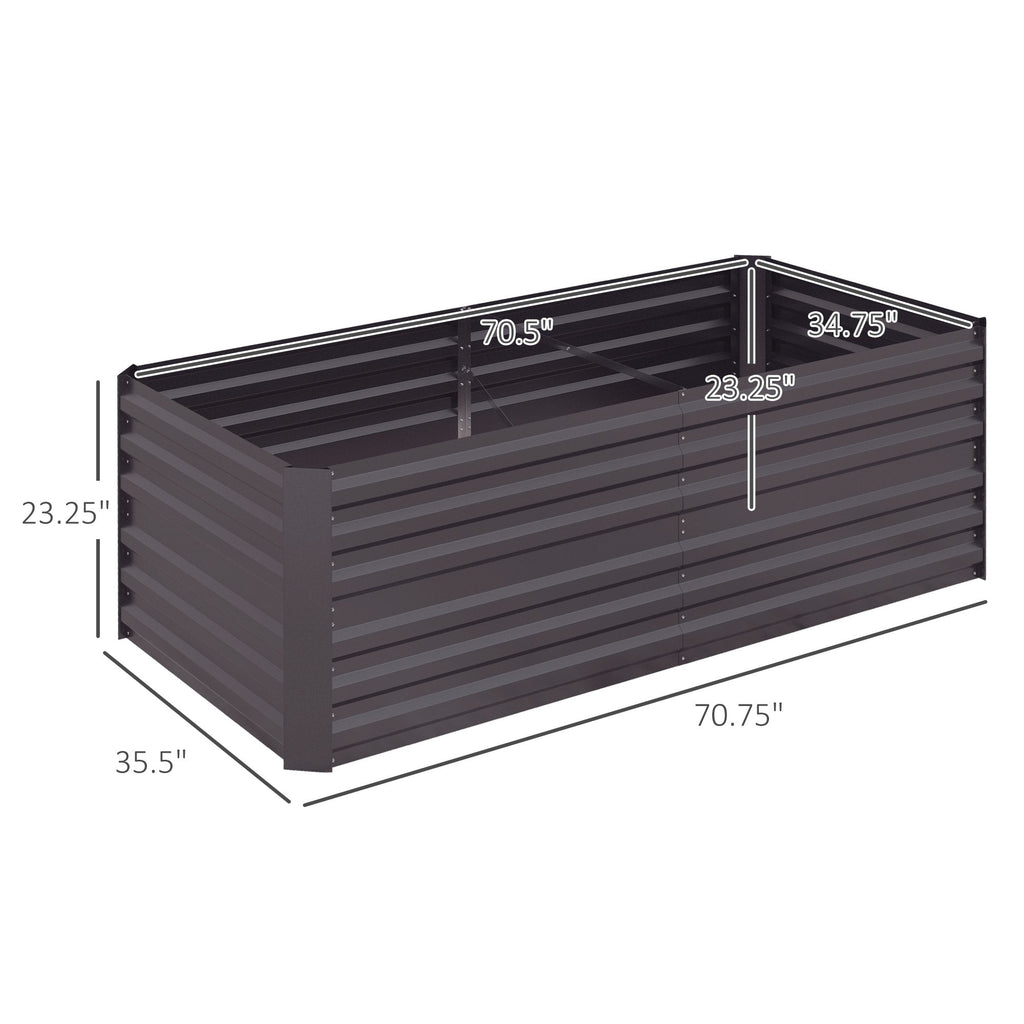 Galvanized Raised Garden Bed Kit with Reinforcing Bars, Large and Tall Metal Planter Box for Vegetables, Flowers and Herbs, 6' x 3' x 2', Dark Gray
