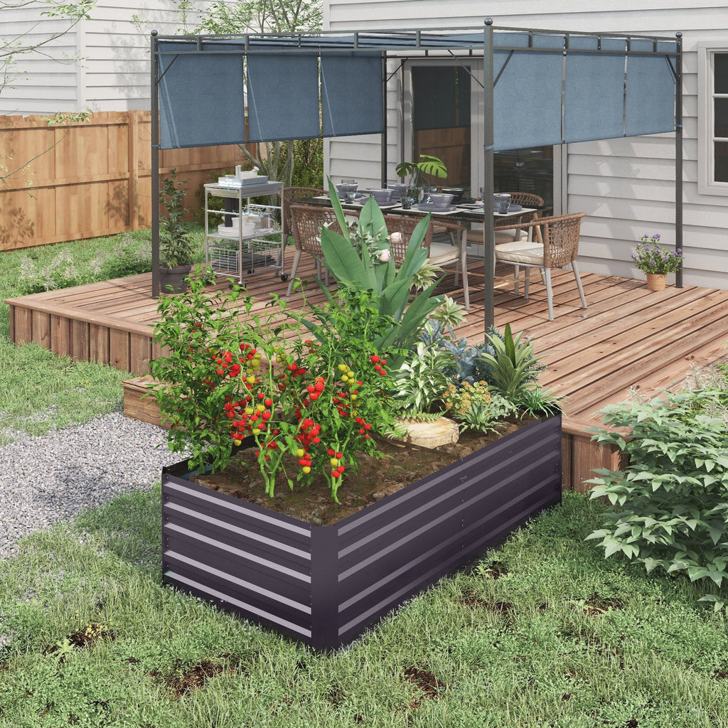 Galvanized Raised Garden Bed Kit with Reinforcing Bars, Large and Tall Metal Planter Box for Vegetables, Flowers and Herbs, 6' x 3' x 2', Dark Gray