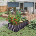 Galvanized Raised Garden Bed Kit with Reinforcing Bars, Large and Tall Metal Planter Box for Vegetables, Flowers and Herbs, 6' x 3' x 2', Dark Gray