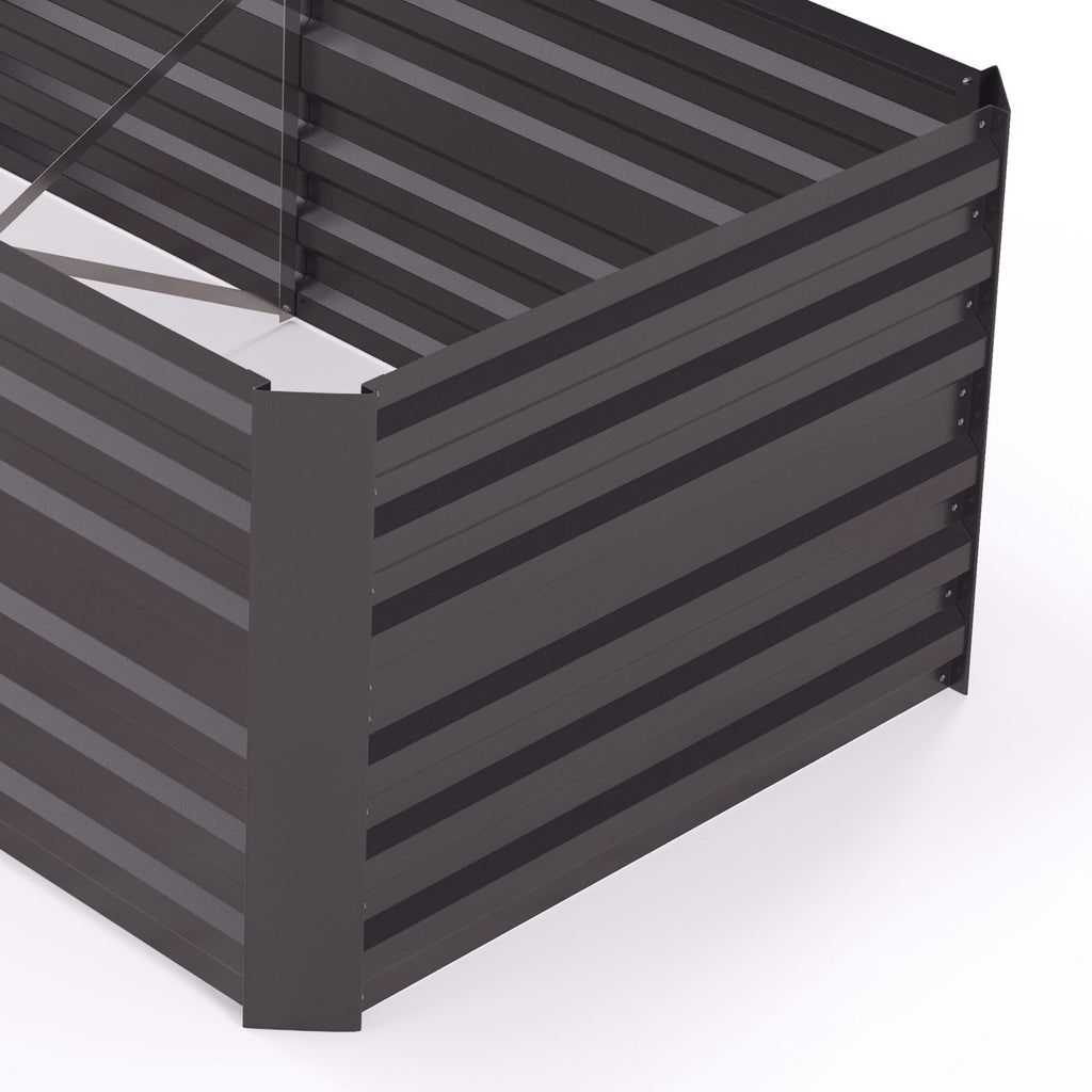 Galvanized Raised Garden Bed Kit with Reinforcing Bars, Large and Tall Metal Planter Box for Vegetables, Flowers and Herbs, 6' x 3' x 2', Dark Gray