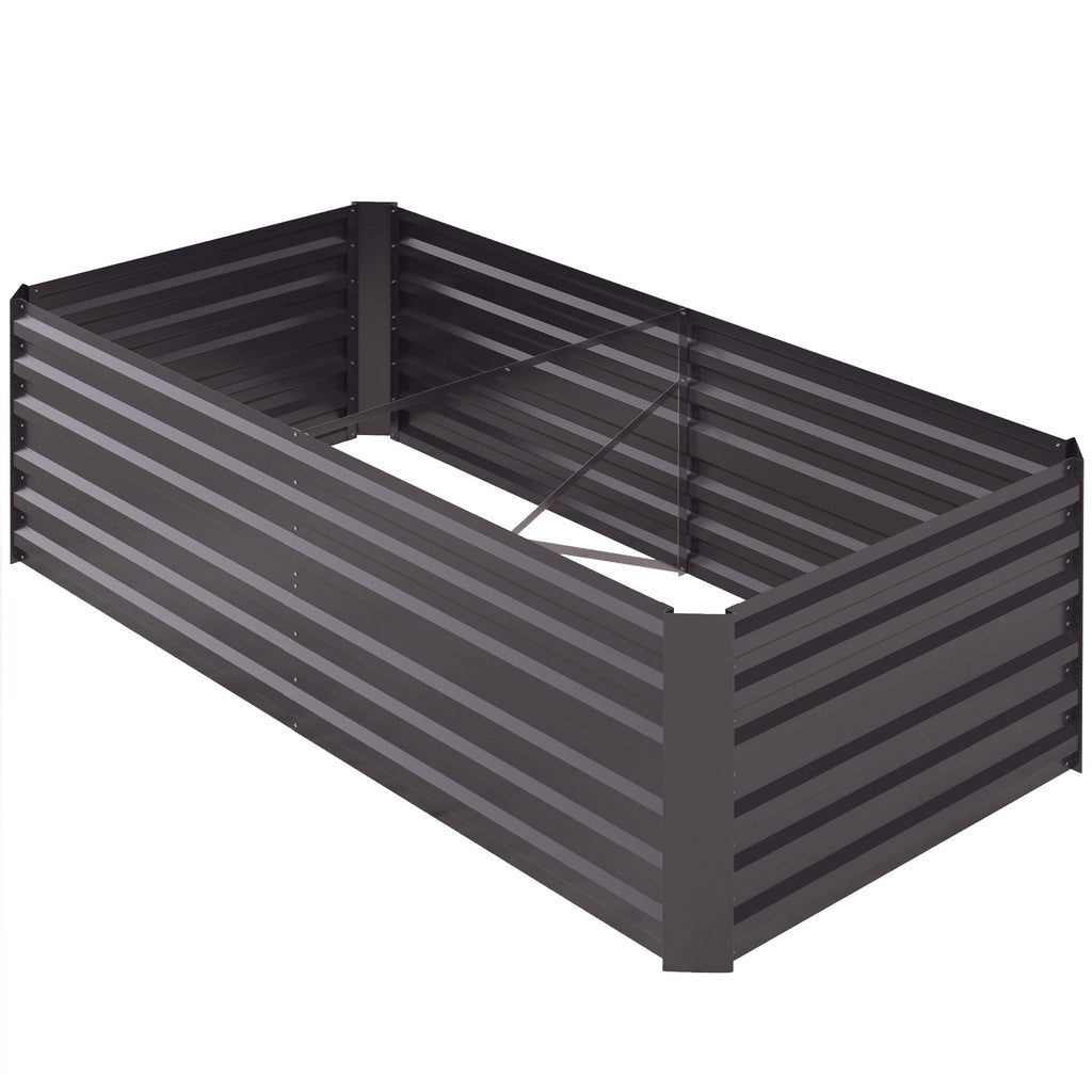 Galvanized Raised Garden Bed Kit with Reinforcing Bars, Large and Tall Metal Planter Box for Vegetables, Flowers and Herbs, 6' x 3' x 2', Dark Gray