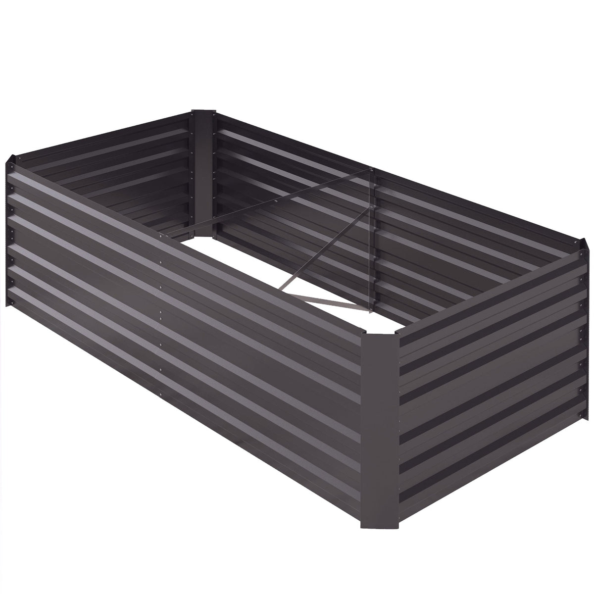 Galvanized Raised Garden Bed Kit with Reinforcing Bars, Large and Tall Metal Planter Box for Vegetables, Flowers and Herbs, 6' x 3' x 2', Dark Gray