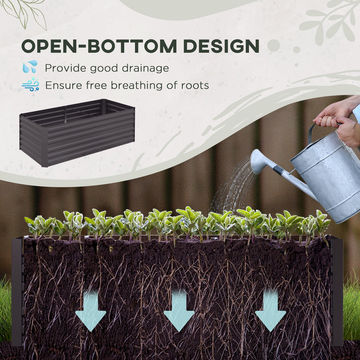 Galvanized Raised Garden Bed Kit with Reinforcing Bars, Large and Tall Metal Planter Box for Vegetables, Flowers and Herbs, 6' x 3' x 2', Dark Gray