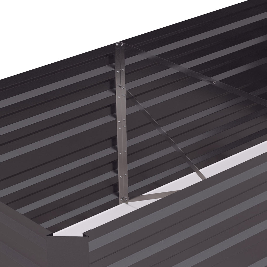 Galvanized Raised Garden Bed Kit with Reinforcing Bars, Large and Tall Metal Planter Box for Vegetables, Flowers and Herbs, 6' x 3' x 2', Dark Gray