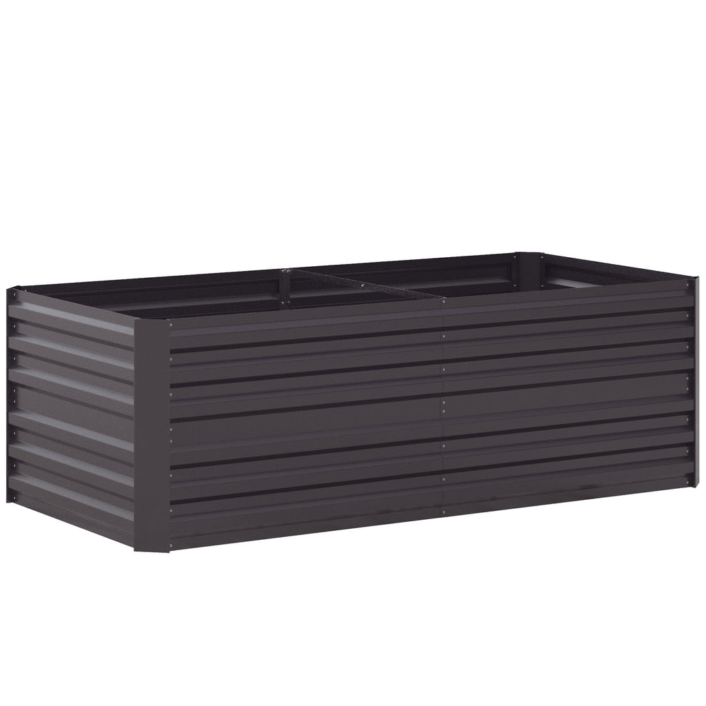 Galvanized Raised Garden Bed Kit with Reinforcing Bars, Large and Tall Metal Planter Box for Vegetables, Flowers and Herbs, 6' x 3' x 2', Dark Gray