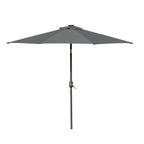 9ft Solar Patio Umbrella Outdoor Sunshade 24 LED Lights Tilt Canopy, Charcoal Grey