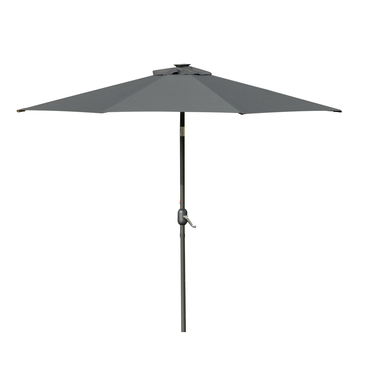 9ft Solar Patio Umbrella Outdoor Sunshade 24 LED Lights Tilt Canopy, Charcoal Grey