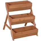 3 Tier 66L Raised Garden Bed Wooden Elevated Planter Box Kit for Flower, Vegetable, Herb, 65 x 75 x 76cm, Brown