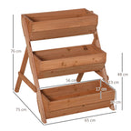 3 Tier 66L Raised Garden Bed Wooden Elevated Planter Box Kit for Flower, Vegetable, Herb, 65 x 75 x 76cm, Brown