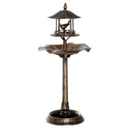Antique Gold 3-in-1 Garden Bird Bath with Feeder & Underneath Flower Planter