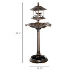 Antique Gold 3-in-1 Garden Bird Bath with Feeder & Underneath Flower Planter
